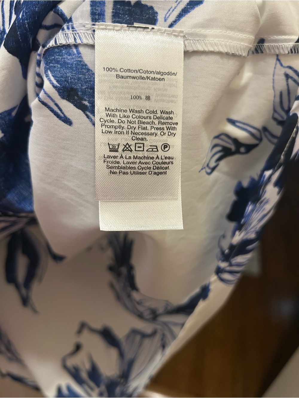 DKNY White Midi Dress with Blue Floral Print and Tie Belt - Picture 5 of 7